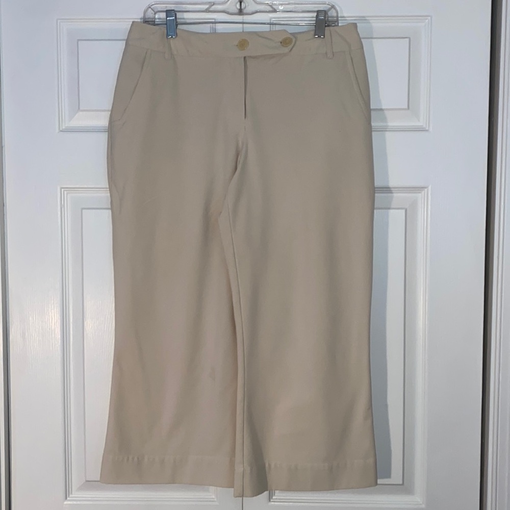 Worthington Works Stretch Separates Wide Leg Capris Tan Size 12